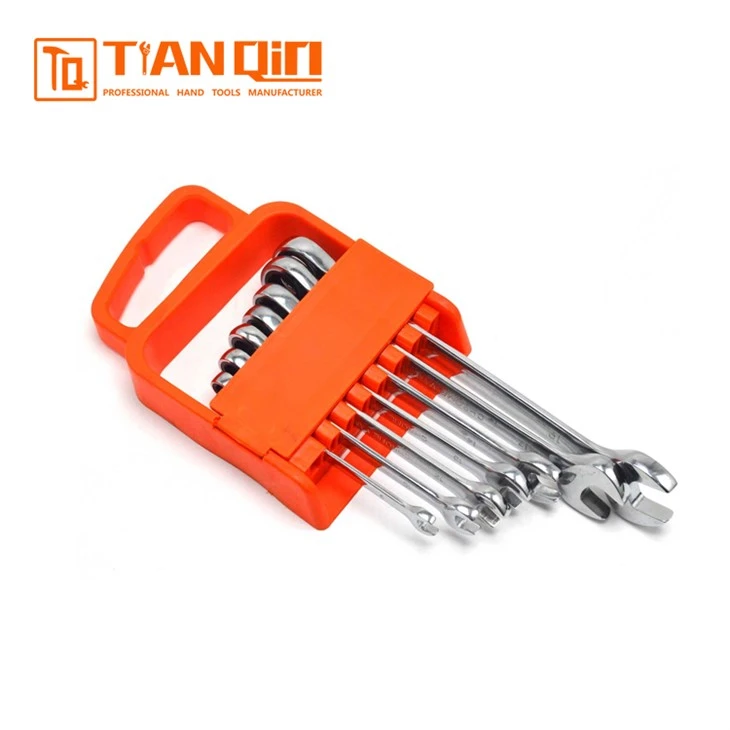 73105-7 PCS Hardbound Fixed Head Combination Ratchet Spanner Set